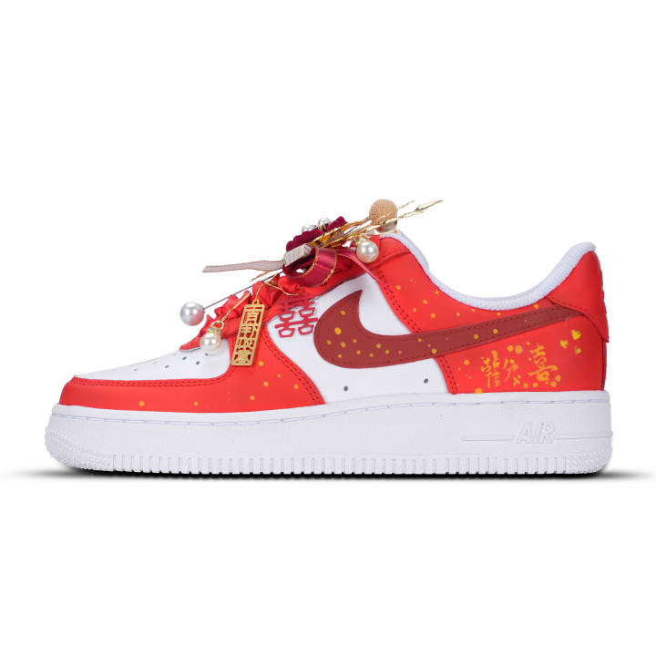 Nike Nike Air Force 1 Joyful Slip Resistant Abrasion Resistant Low top Skateboard Shoes Unisex Red