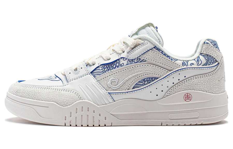 Li-Ning Li Ning Yuebai Qingying Slip Resistant Abrasion Resistant Low top Casual Shoes Unisex White Blue