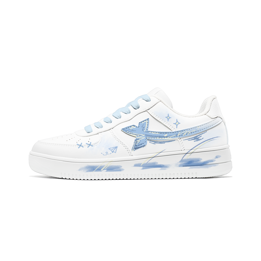 XTEP Air Force 1 Slip Resistant Cushioning Breathable Low top Skateboard Shoes Unisex White Blue