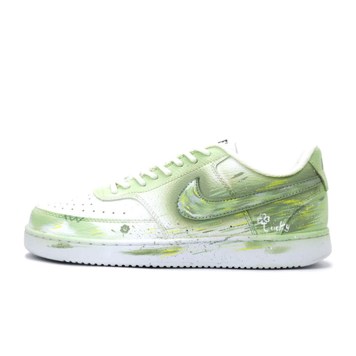 Nike Nike Court Vision 1 Lightweight And Breathable Low top Skateboard Shoes Men's Green White Yellow