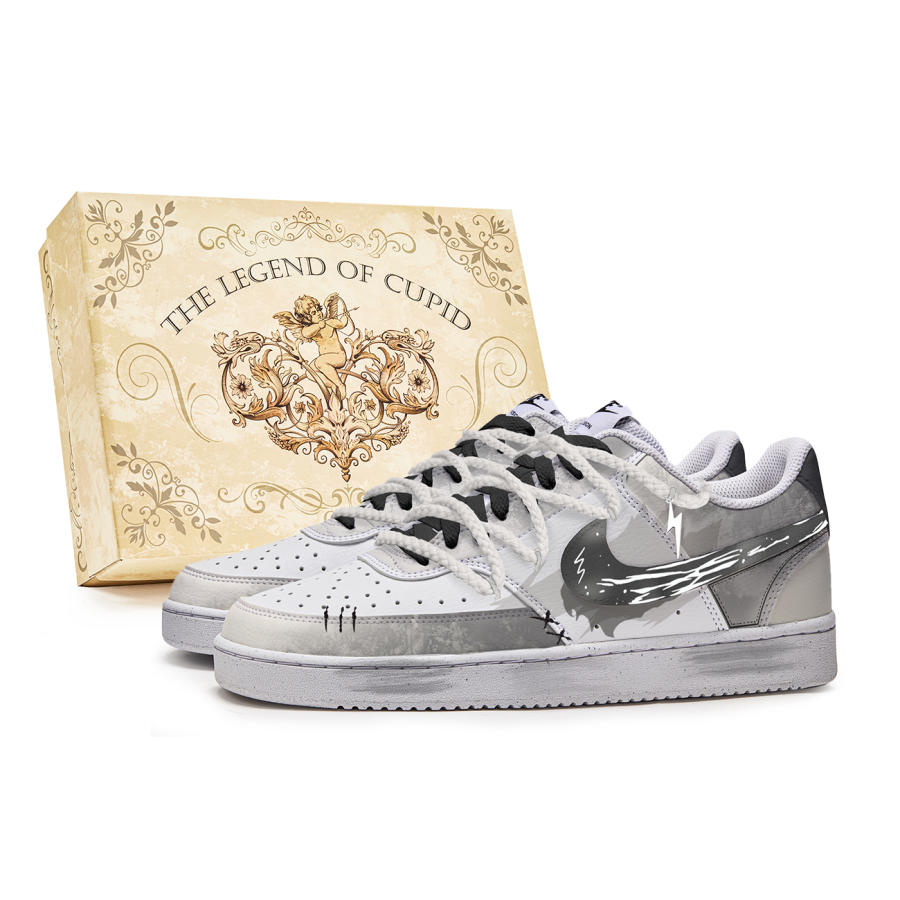 Nike Nike Court Vision P.M.S. Box, The Moment Of Sprint Slip Resistant Low top Skateboard Shoes Men's Gray White