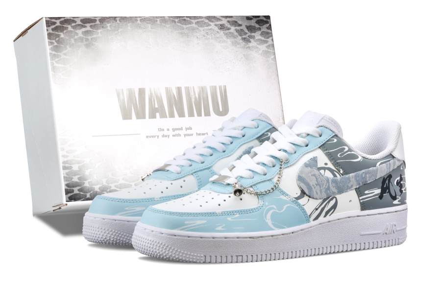 Nike Nike Air Force 1 Rise And Prosper Wear resistant And Lightweight Low top Skateboard Shoes Men's Blue Gray
