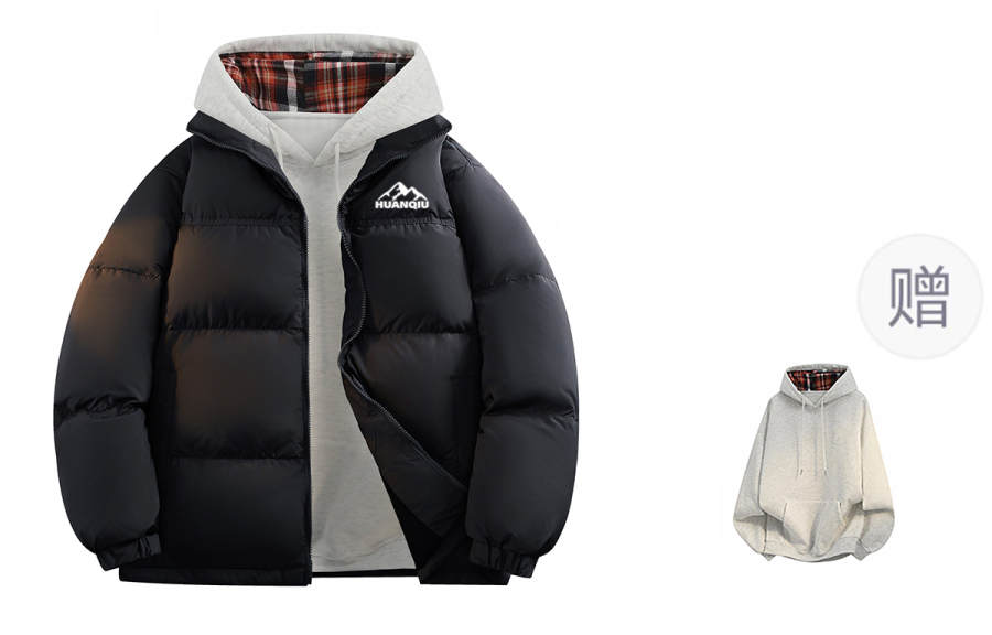 HUANQIU Down Jackets Unisex Stand Collar Thickened Puffer Jacket
