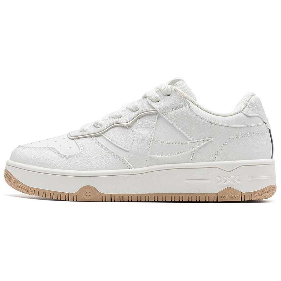 XTEP Slip Resistant Abrasion Resistant Slip Resistant Abrasion Resistant Low top Skateboard Shoes Men's Sail White