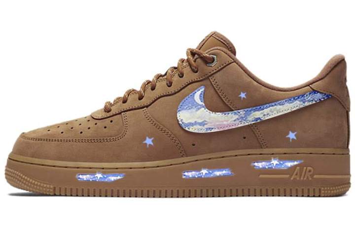 Nike Nike Air Force 1 Non slip Lightweight Low top Skateboard Shoes Unisex Wheat