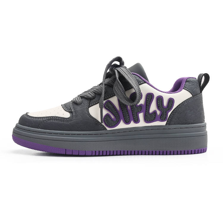 Jifffly Low top Skateboard Shoes Unisex Black Gray Purple