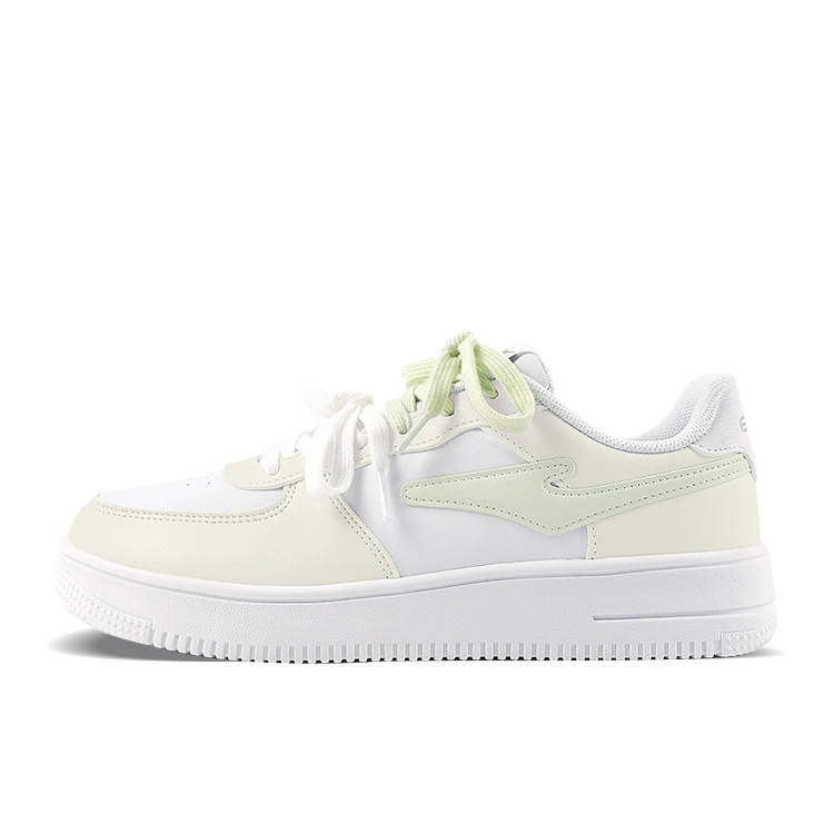Erke Synthetic Leather Slip Resistant And Breathable Low top Skateboard Shoes Unisex White