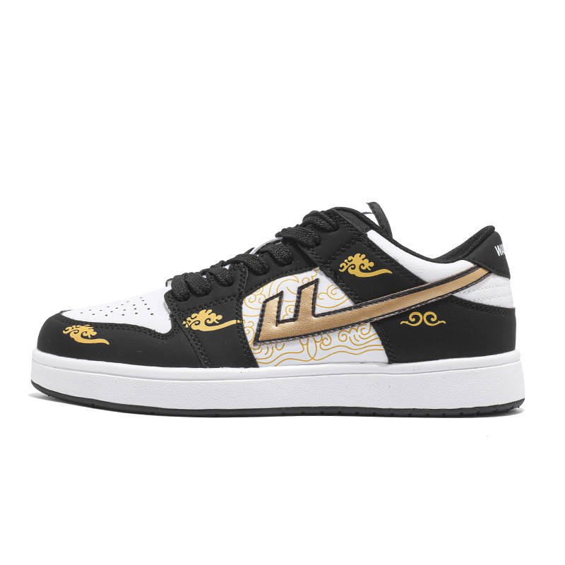 Warrior Offline Store Style Trendy Shoes, Chinese Graffiti Style PU Synthetic Leather Low top Skateboard Shoes Men's