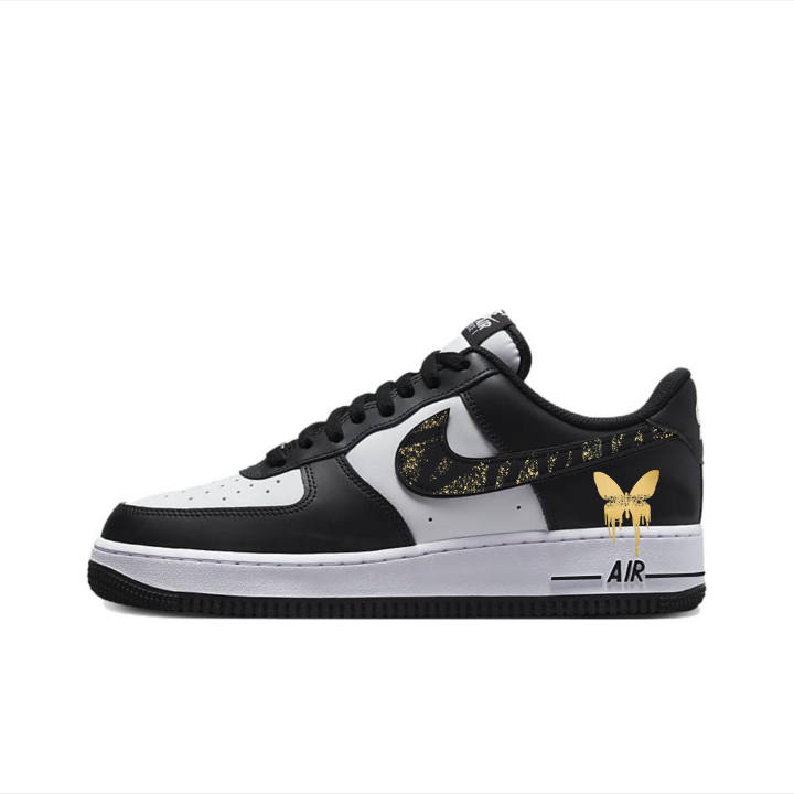 Nike Nike Air Force 1 Panda Gilded Butterfly, Black White Slip Resistant, Abrasion Resistant, Balanced, Lightweight Low top