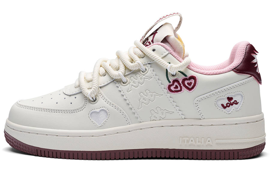 Kappa Leisure Collection Back to Back Slip Resistant Abrasion Resistant Low top Skateboard Shoes Women's White Pink
