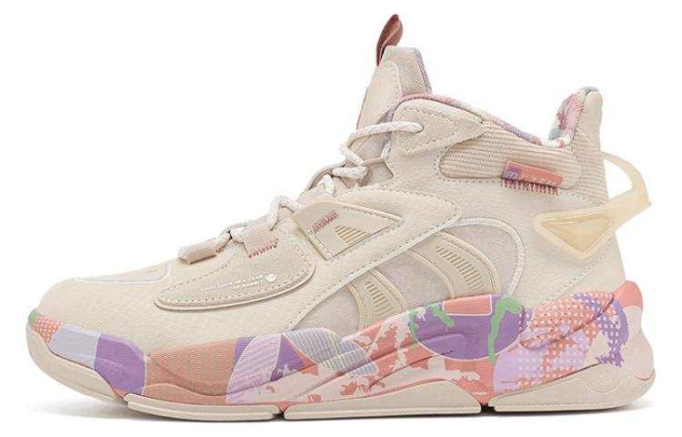 XTEP Fashion Trend Slip Resistant Abrasion Resistant High top Skateboard Shoes Women's Ivory White
