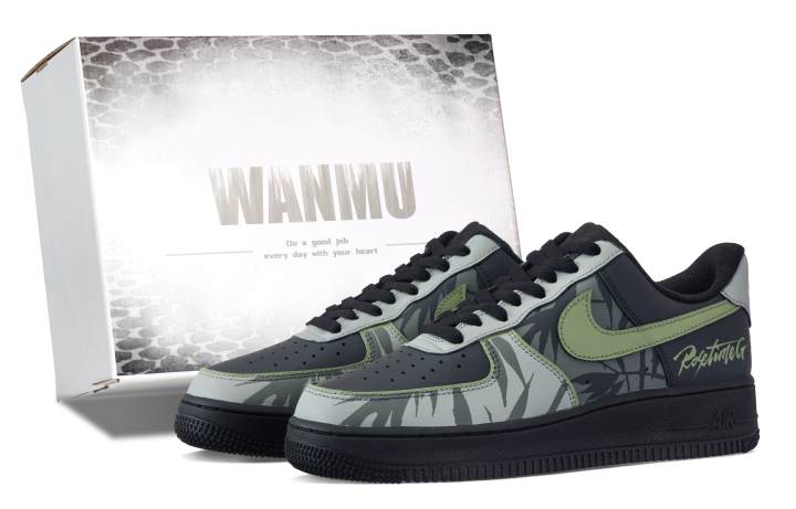 Nike Nike Air Force 1 Slip Resistant Cushioning Abrasion Resistant Low top Skateboard Shoes Unisex Black Green