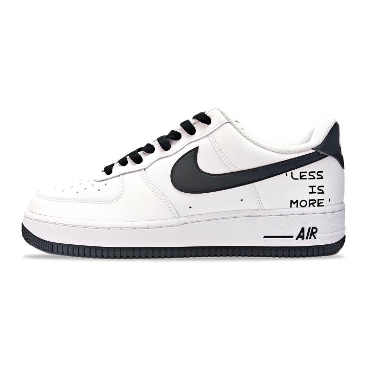 Nike Nike Air Force 1 Less Is More Cow Leather Abrasion Resistant Low top Skateboard Shoes Men's Black White
