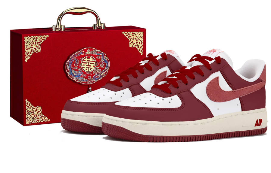 Nike Nike Air Force 1 Cushioning Low top Skateboard Shoes Women's White Red