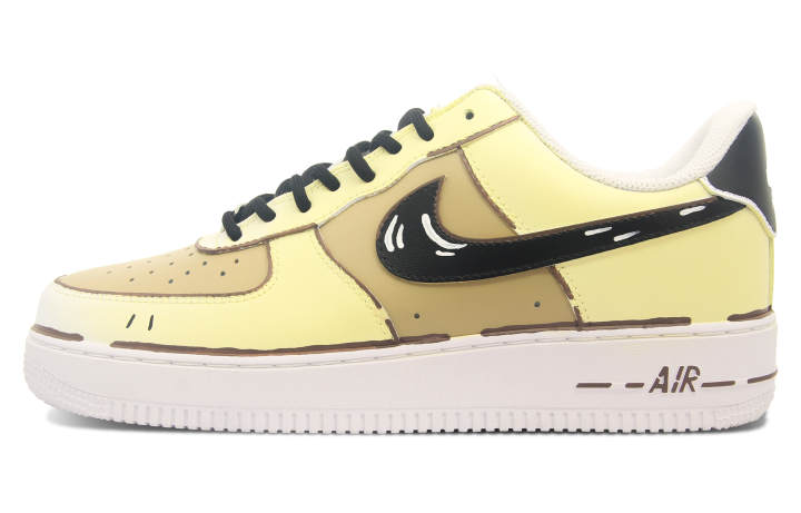 Nike Nike Air Force 1 Slip Resistant Abrasion Resistant Low top Skateboard Shoes Unisex Yellow Brown