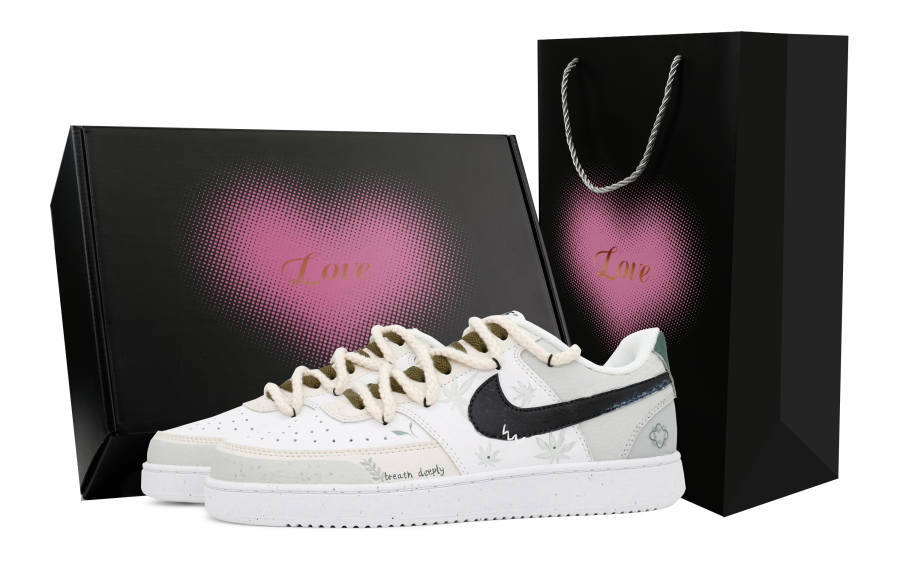 Nike Nike Court Vision 1 Maple Leaf Light Dance Heart Box Leather Slip Resistant Cushioning Low top Skateboard Shoes Men's