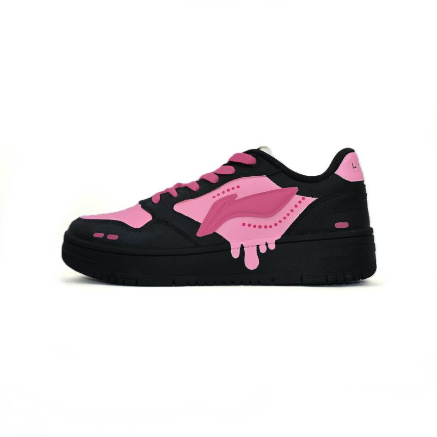 Li-Ning Li Ning Tianji Soft Slip Resistant Abrasion Resistant Low top Skateboard Shoes Women's Black Pink