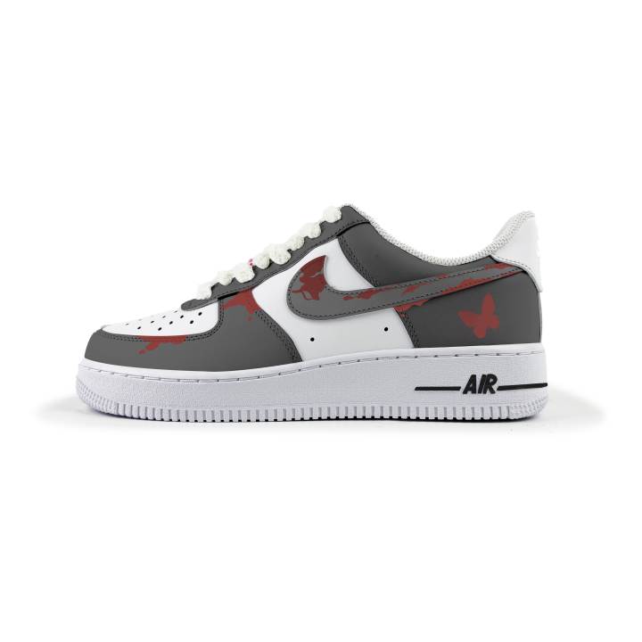 Nike Nike Air Force 1 Abrasion Resistant Abrasion Resistant Low top Skateboard Shoes Unisex Gray White Red