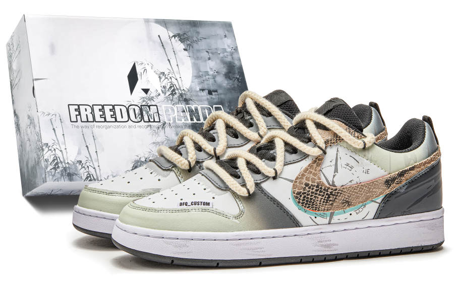 Nike Nike Court Borough Freedom Panda, Box, Abyss Slip Resistant Abrasion Resistant Low top Skateboard Shoes GS Gray