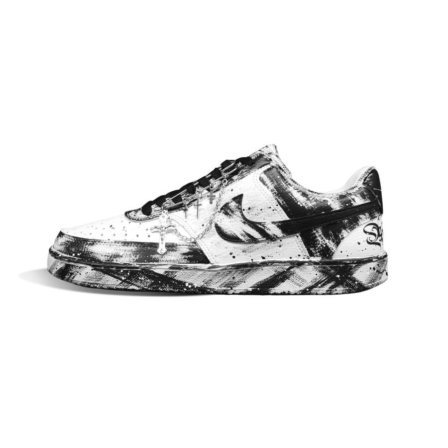 Nike Nike Court Vision 1 Slip Resistant Cushioning Abrasion Resistant Low top Skateboard Shoes Men's Black White