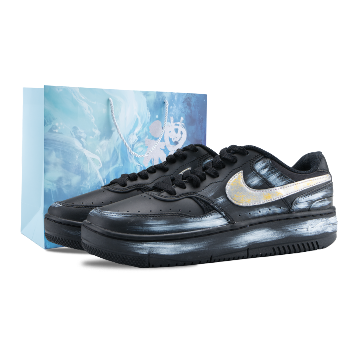 Nike Nike Gamma Force Silver Wing Graffiti Artist Abrasion Resistant Low top Skateboard Shoes Unisex Black White