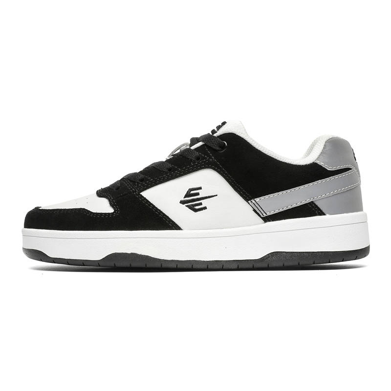 JIANKECHAO Slip Resistant Cushioning Abrasion Resistant Low top Skateboard Shoes Unisex Black White