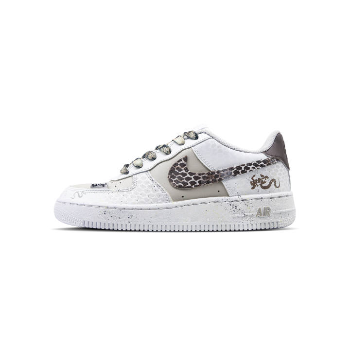 Nike Nike Air Force 1 Slip Resistant Low top Skateboard Shoes Men's White Brown