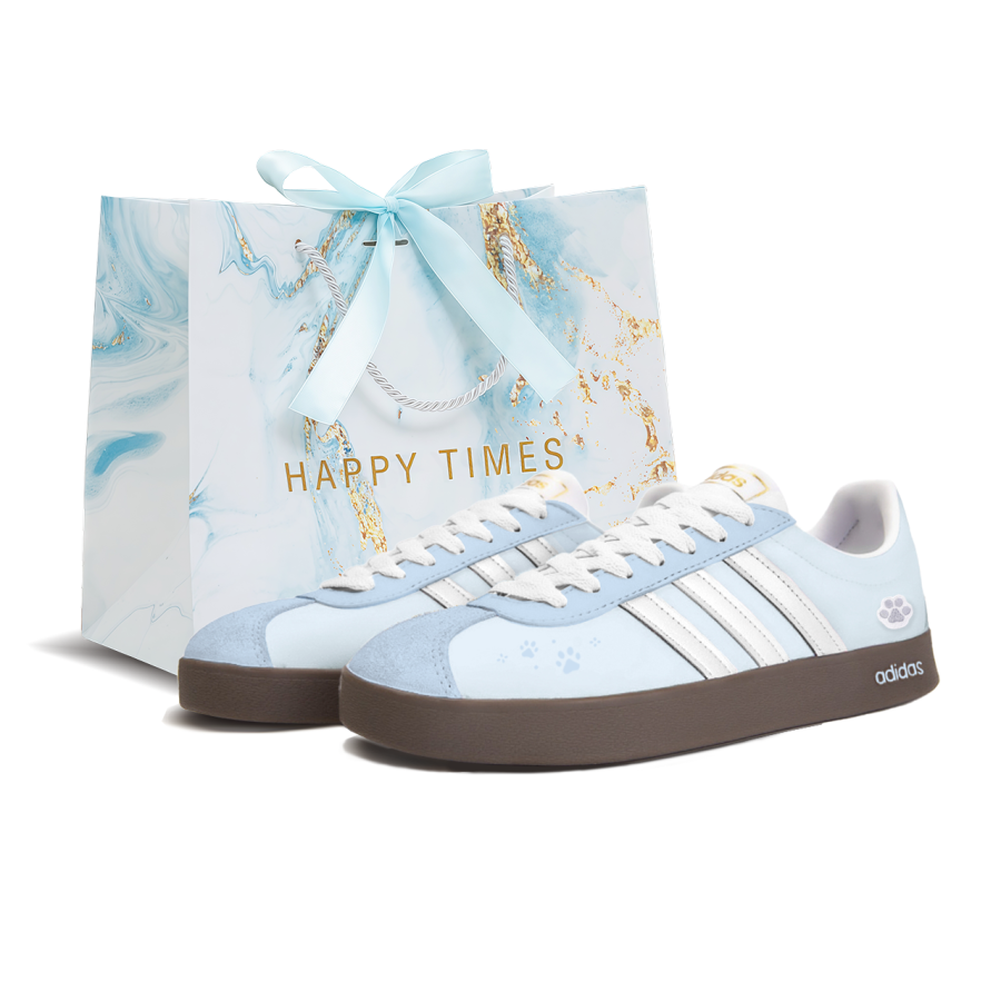 Adidas Adidas Vl Court Classic Blue Velvet Cat Paw Slip Resistant Cushioning Abrasion Resistant