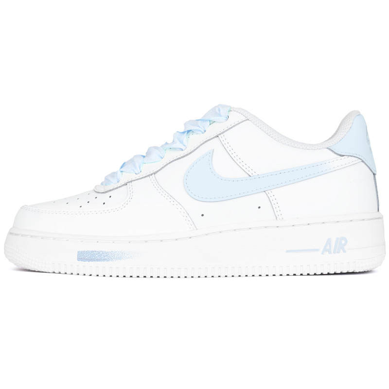 Nike Nike Air Force 1 White Blue Air Force Abrasion Resistant Low top Skateboard Shoes Unisex