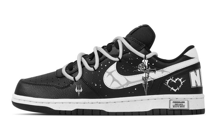 Nike Nike Big Eternal Solitude Abrasion Resistant Breathable Low top Skateboard Shoes Men's Black White