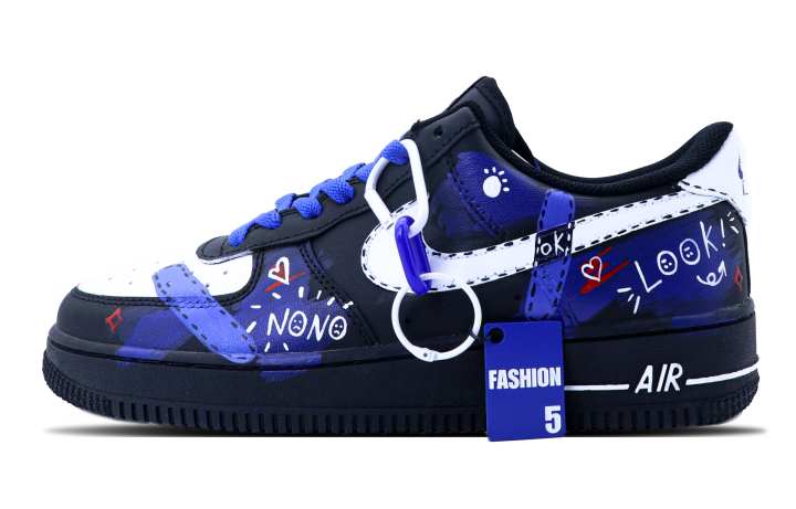 Nike Nike Air Force 1 Thermal Coverage Low top Skateboard Shoes Men's Blue Black