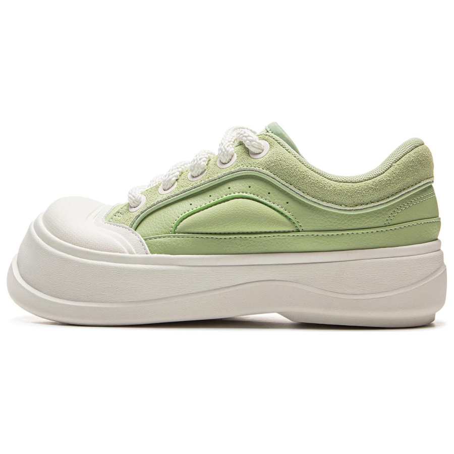 Li-Ning Li Ning Honey Slip Resistant Abrasion Resistant Low top Skateboard Shoes Women's Laurel Green Mist White