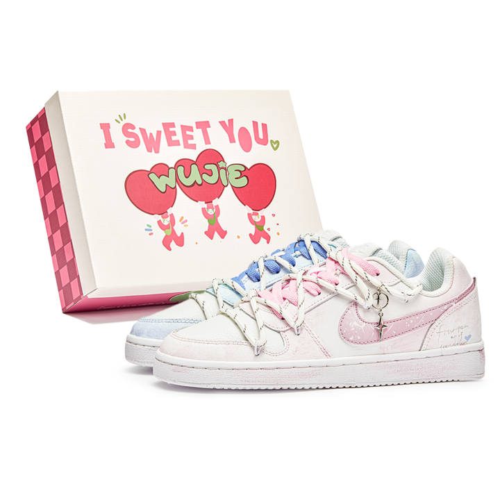 Nike Nike EBERNON WuJie, Box, Cupid Slip Resistant Slip Resistant Low top Skateboard Shoes Unisex Pink Blue