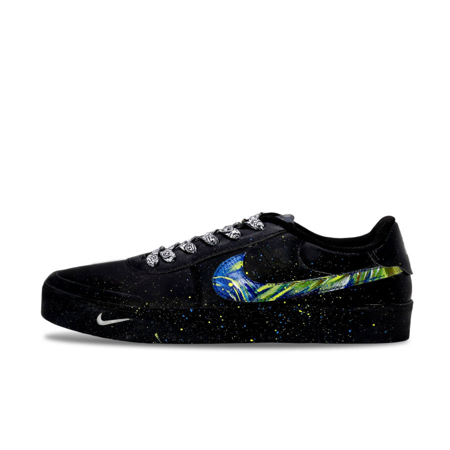 Nike Nike Court Shot Starry Night Painting Wear resistant And Lightweight Low top Skateboard Shoes Men's Black Blue