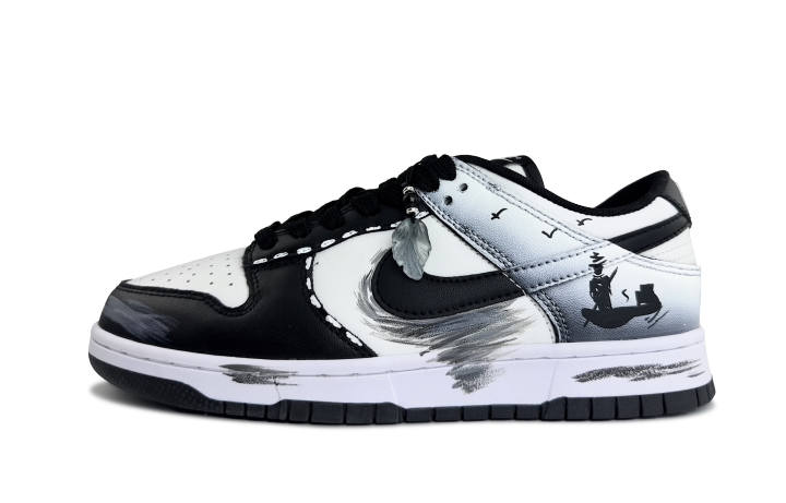 Nike Nike Dunk Floating Light Scenery Abrasion Resistant Low top Skateboard Shoes Unisex Black