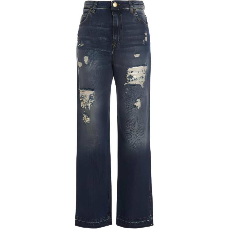 PINKO Jeans Women's Blue Moderate Ripped Pants