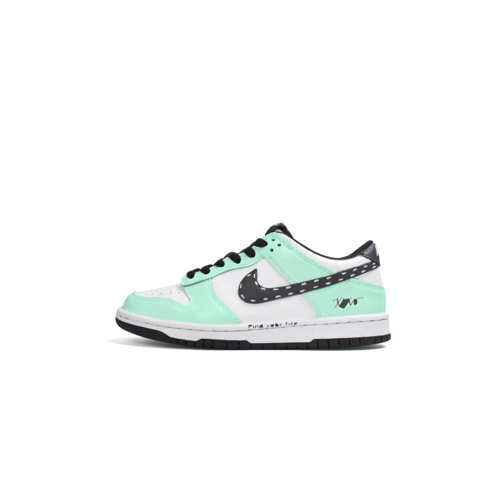 Nike Nike Dunk Synthetic Leather Abrasion Resistant Low top Skateboard Shoes Unisex Cyan