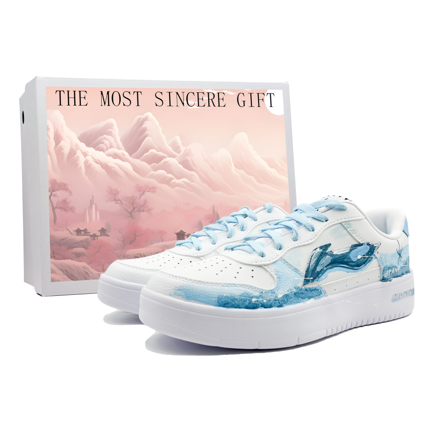 Li-Ning Li Ning Floating Boat Slip Resistant Abrasion Resistant Low top Skateboard Shoes Men's Blue White