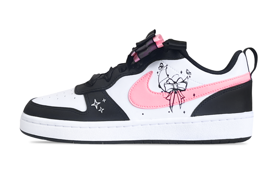 Nike Nike Court Borough Princess On The Run, Girlish Waterproof Quick Dry Low top Skateboard Shoes GS Black Pink
