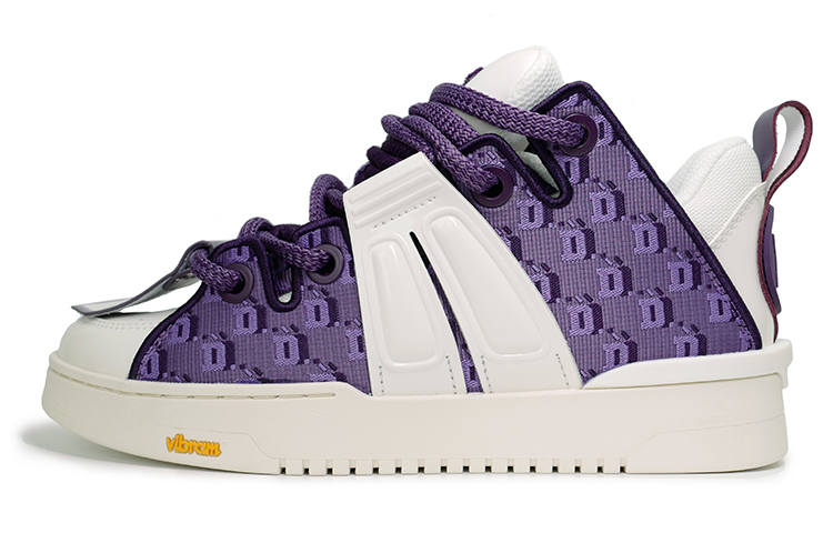 Palladium D.Desirable x Palladium Fashi Collection, Embroidery Puffy Shoes Leather Mid top Skateboard Shoes Women's Purple White