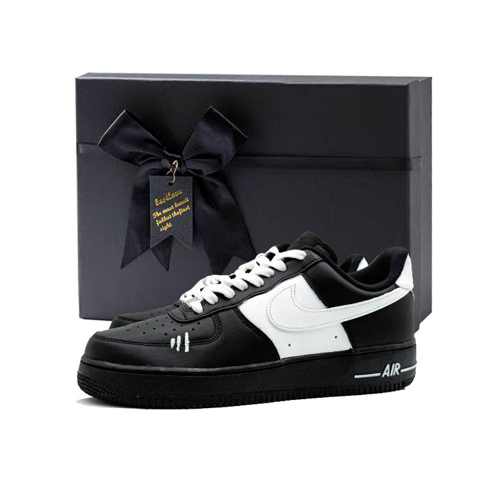 Nike Nike Air Force 1 Slip Resistant Abrasion Resistant Low top Skateboard Shoes Unisex Black White