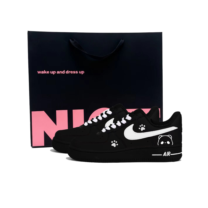 Nike Nike Air Force 1 Panda Milk Cap Leather Abrasion Resistant Low top Skateboard Shoes Women's Black Pink