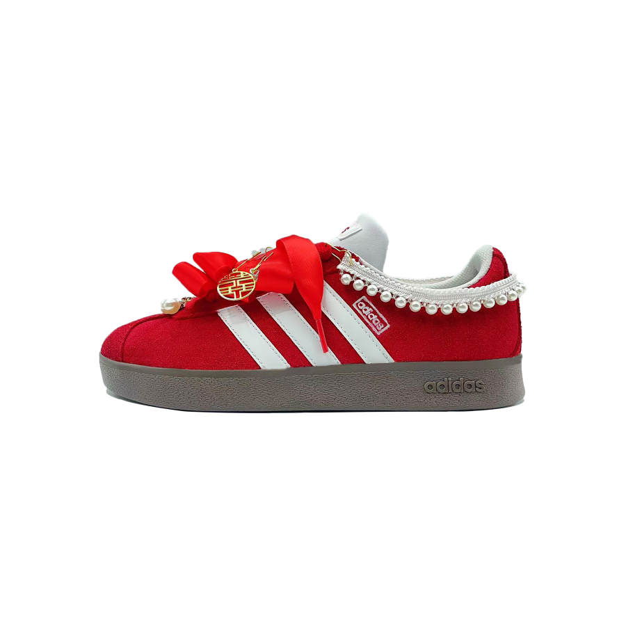 Adidas Neo VL Court 2.0 Xiyue, Chinese Style Vintage Style Lightweight Low top Skateboard Shoes Women's Red White Gold