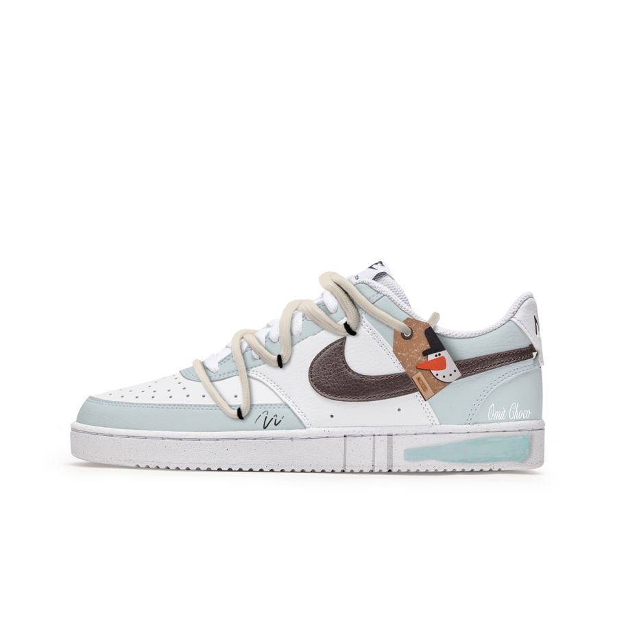 Nike Nike Court Vision 1 Freedom Panda, Icy Chocolat Slip Resistant Abrasion Resistant Low top Skateboard Shoes Men's