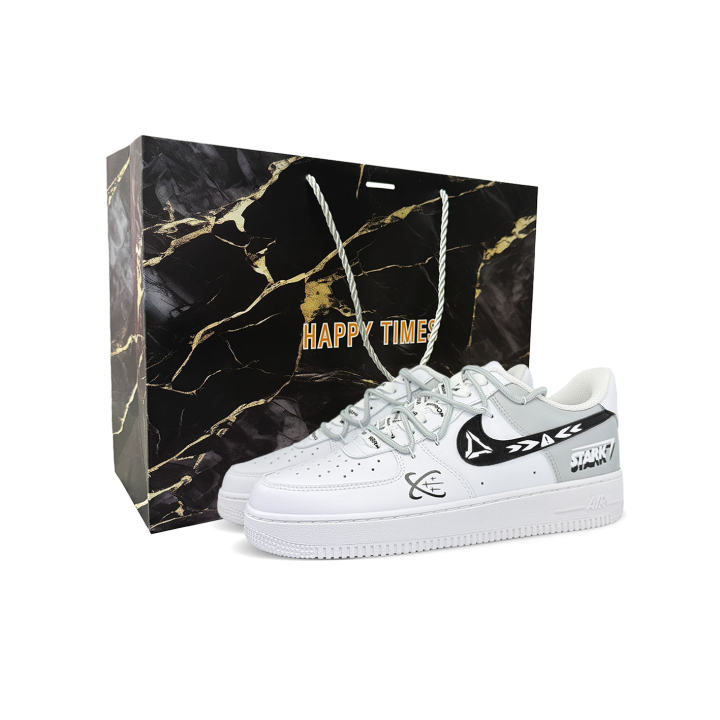 Nike Nike Air Force 1 Star Cluster Code Slip Resistant Abrasion Resistant Low top Skateboard Shoes Men's Black White