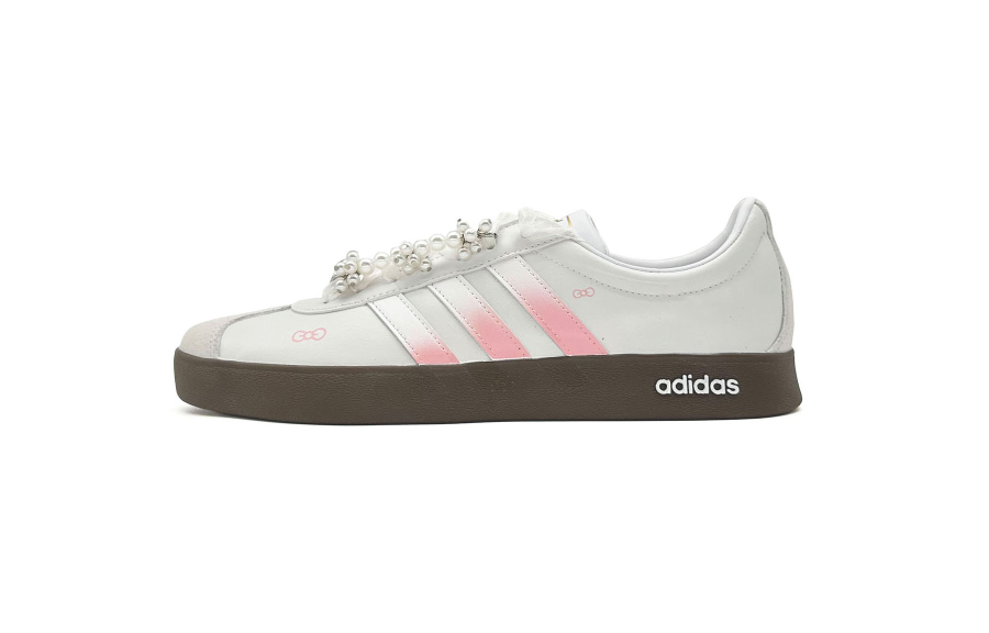 Adidas Adidas Vl Court Classic Abrasion Resistant Low top Skateboard Shoes Unisex Silver White Pink