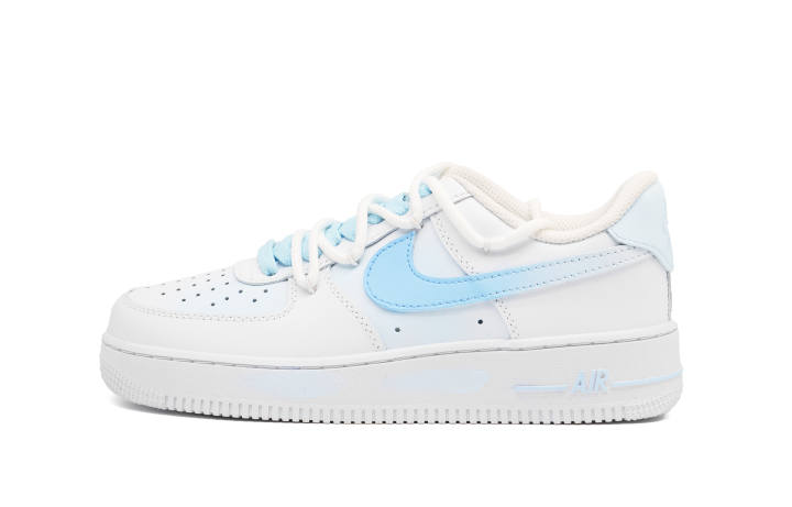 Nike Nike Air Force 1 Cushioning Abrasion Resistant Low top Skateboard Shoes Unisex White Blue
