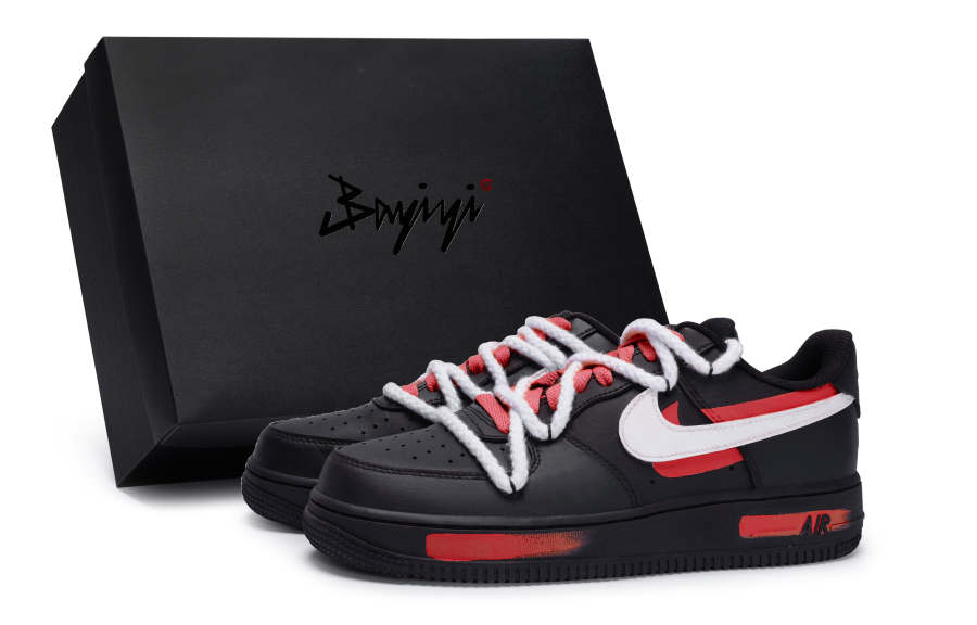 Nike Nike Air Force 1 Low top Skateboard Shoes Unisex Black White Red
