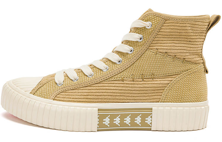 Kappa Corduroy High top Skateboard Shoes Unisex Gray Umber White