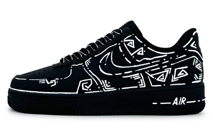 Nike Nike Air Force 1 Slip Resistant Abrasion Resistant Low top Skateboard Shoes Unisex Black White